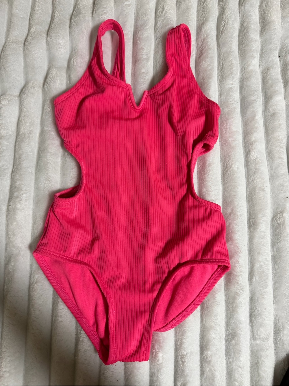 art class Hot Pink Ribbed One-Piece Swimsuit with Side Cutouts